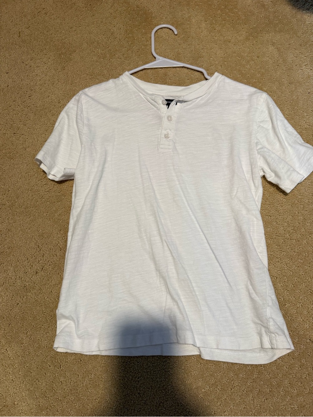 Nordstrom White Short-Sleeve Henley Tee